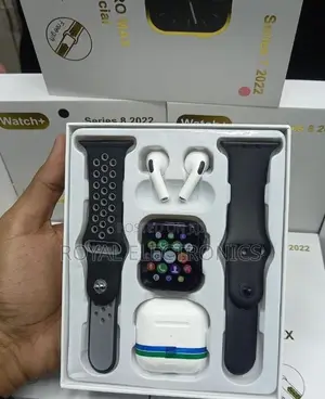 ምርጥና ዘመናዊ ስማርት ሰአት + 1 Airpods + 2 ተቀያሪ የሲልከን ማሰሪያ