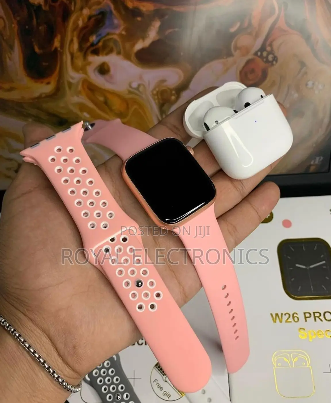 ስማርት ሰዓት Pink Color With Bluetooth Earphone and 2 Straps