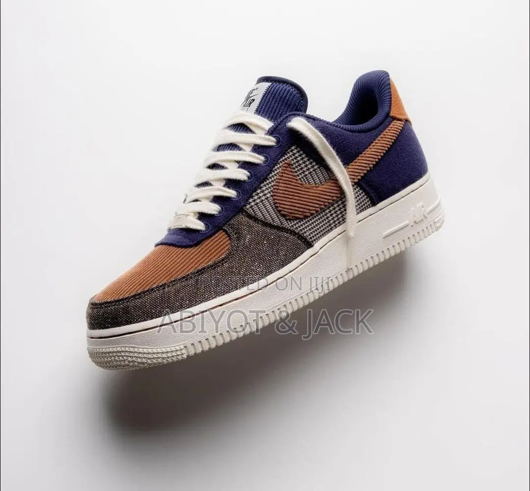 Nike Air Force 1'07 Midnight Navy Corduroy Brown Shoes