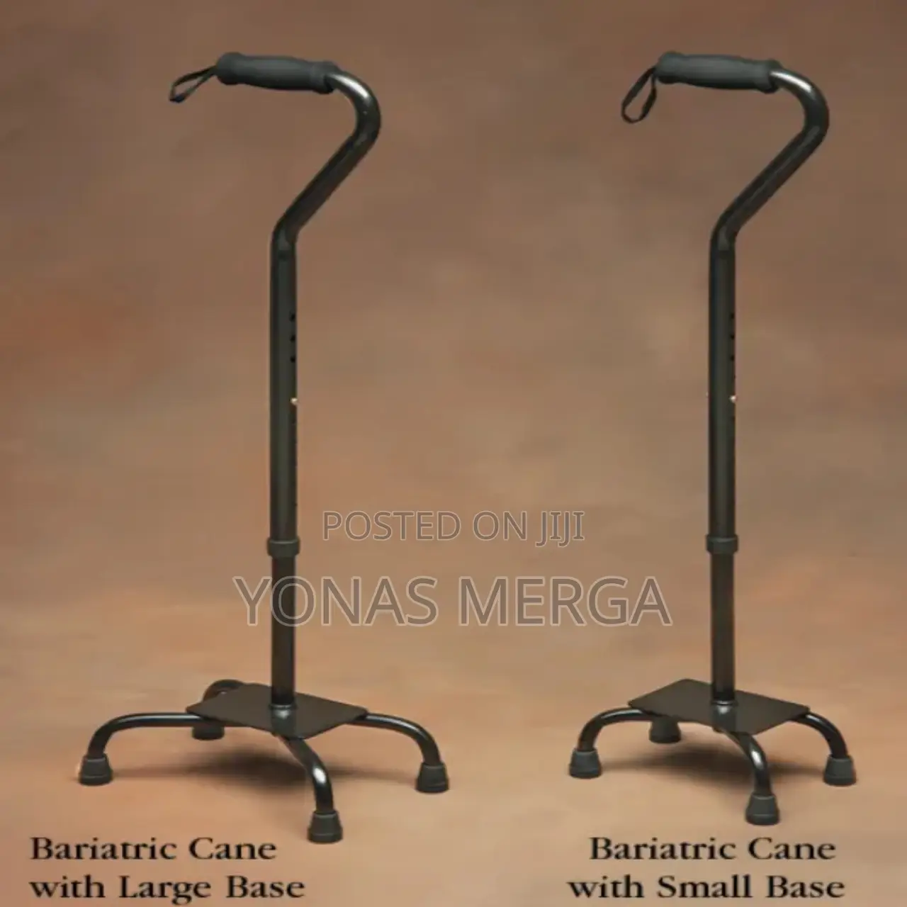 Walking Cane%Quad Cane W/ Small Base Black,Foam Rubber Grip