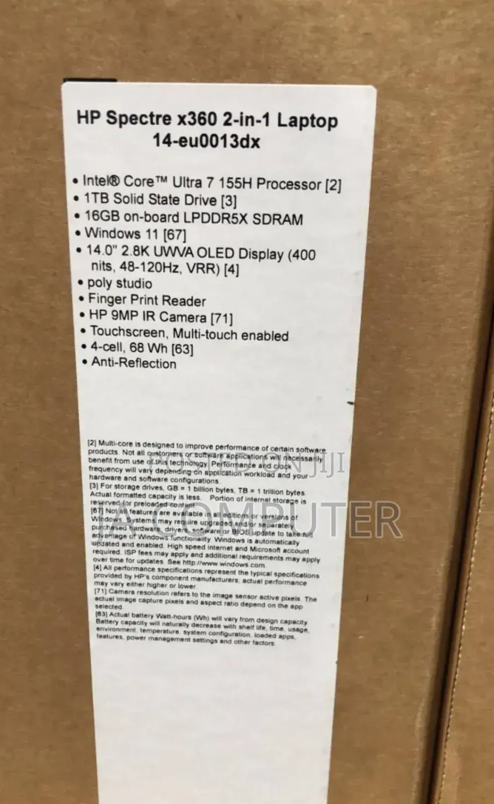 New Laptop HP Spectre 16GB Intel Core I7 SSD 1T