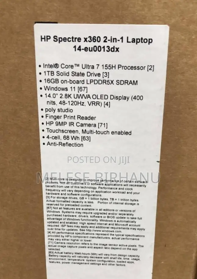 New Laptop HP Spectre X360 16GB Intel Core I7 SSD 1T