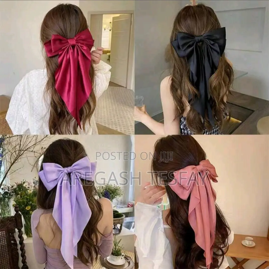 Hair Clip for Women's Elegant Satin Bow With Long Ribbon
