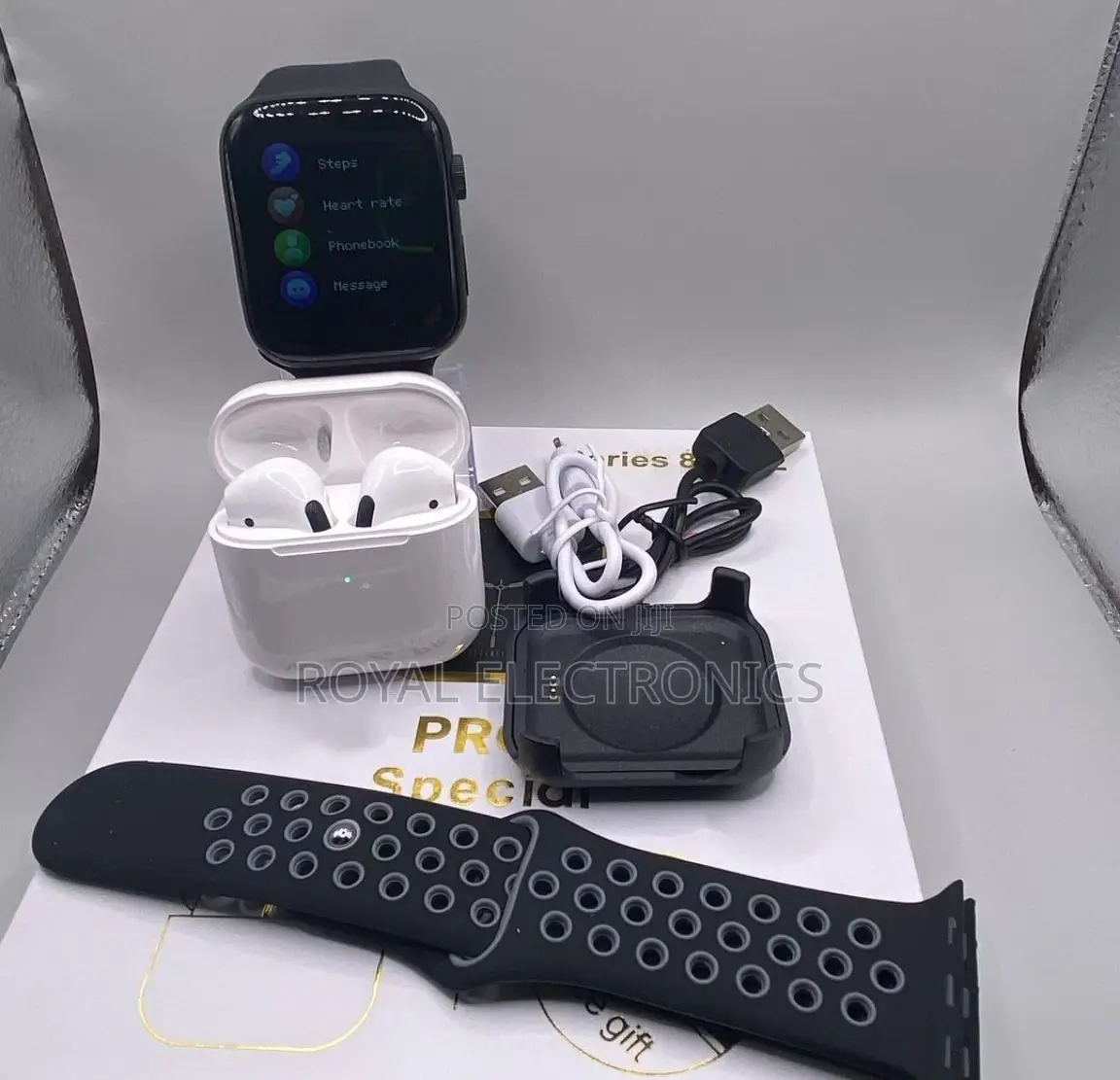 ስማርት ሰዓት ++ Bluetooth Earphone ++ 2 Silicone Strap