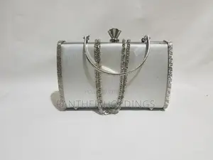 Elegant Silver Clutch Purse With Chain Strap Saar Signature