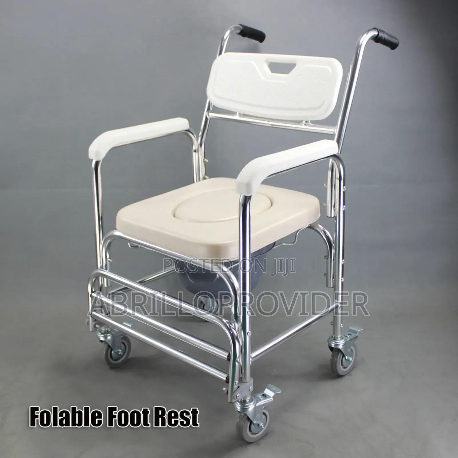 3-in-1 Mobile Rolling Chair Wheelchair Commode Bedside