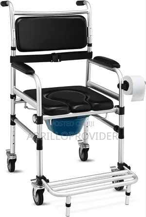 Photo - Hand Push Toilet Chair With Wheels, Mobile Toilet Shower