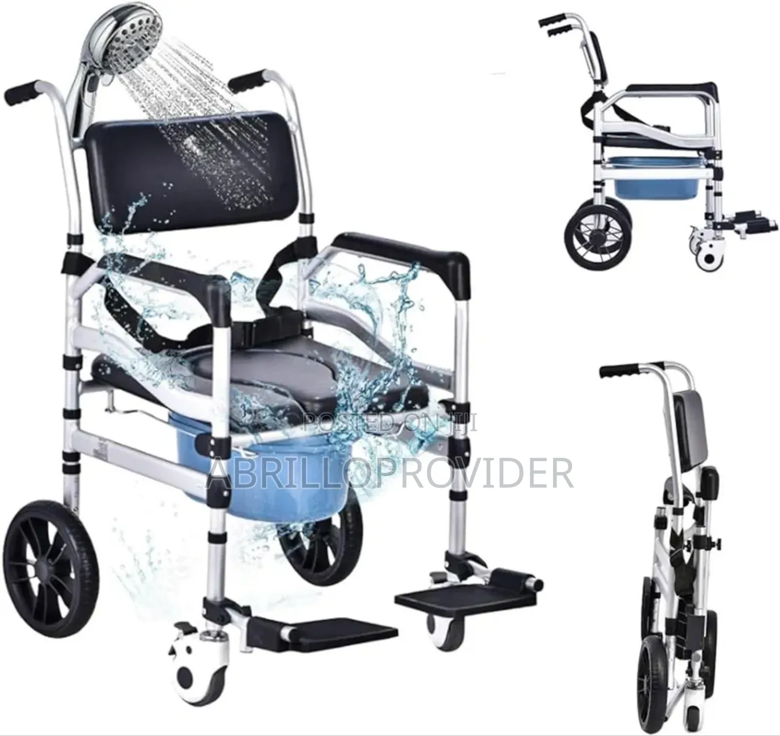 Height-Adjustable Commode Chair, Commode Chair on Wheels,