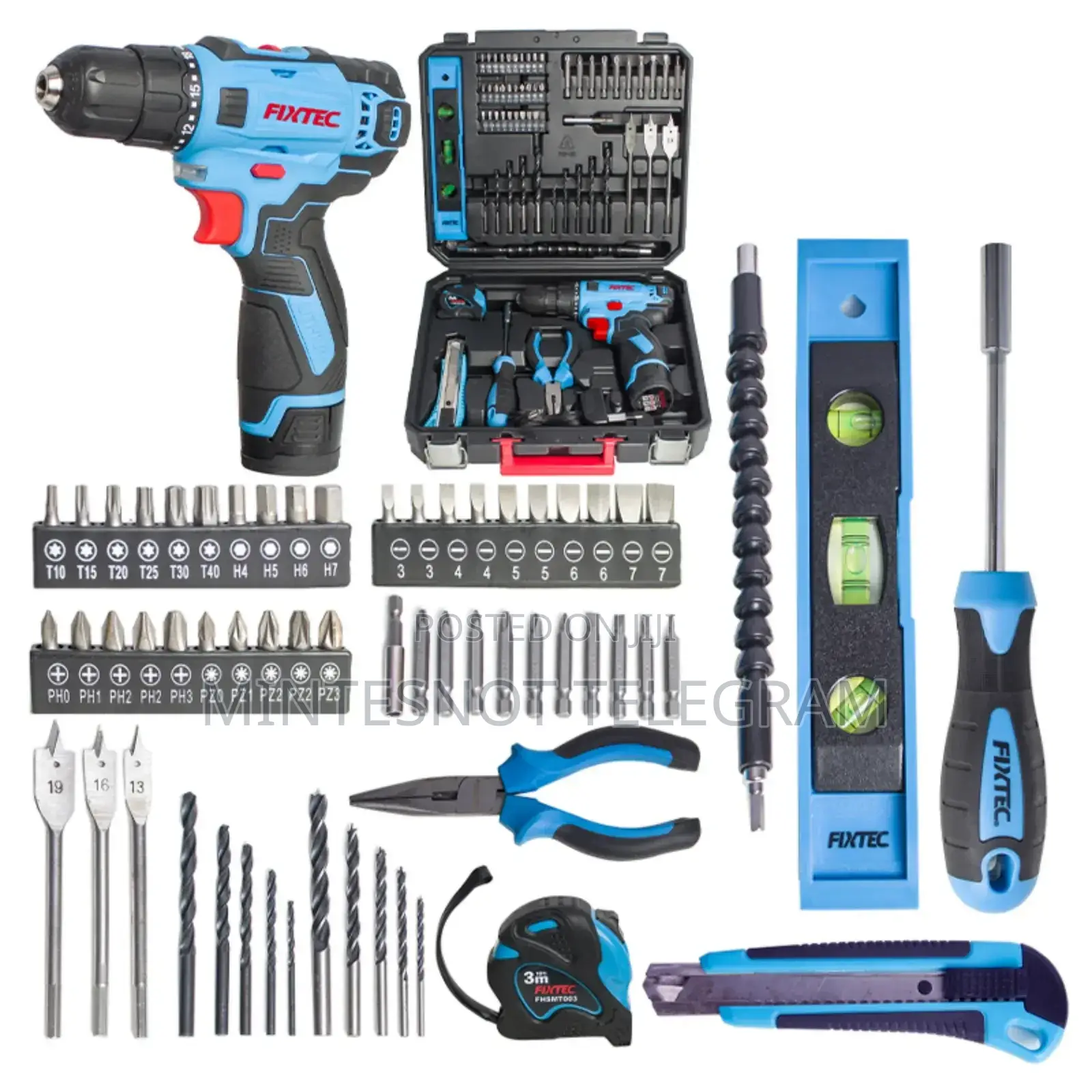 Drill With Accessories Fixtec Impact Drill Tools Box