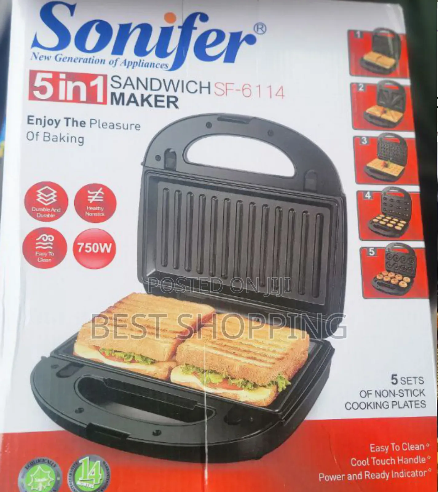Sonifer 5 in 1 Multi Sandwich Snack Maker