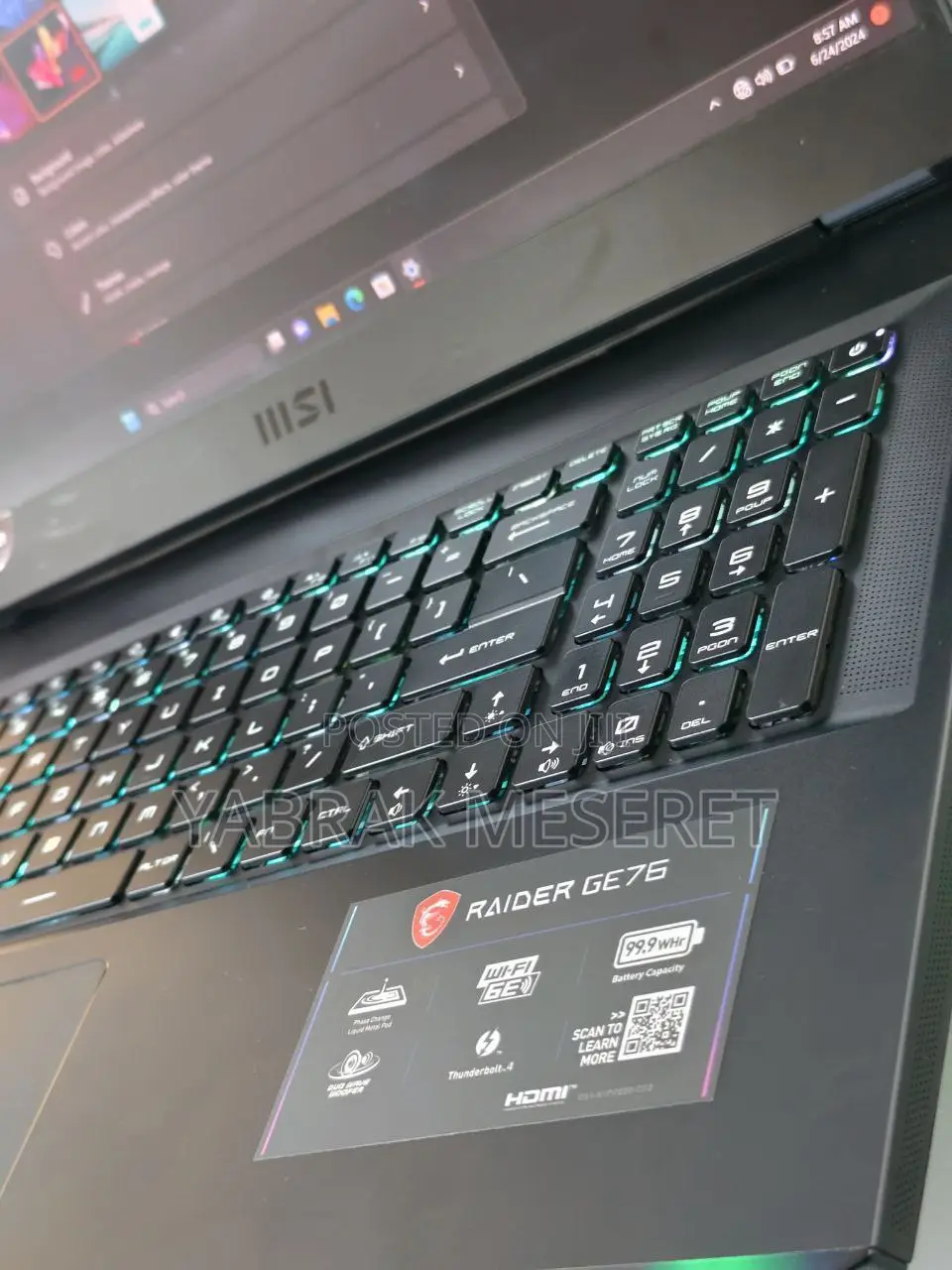 New Laptop MSI Raider GE76 12UGS 32GB Intel Core I9 SSD 2T