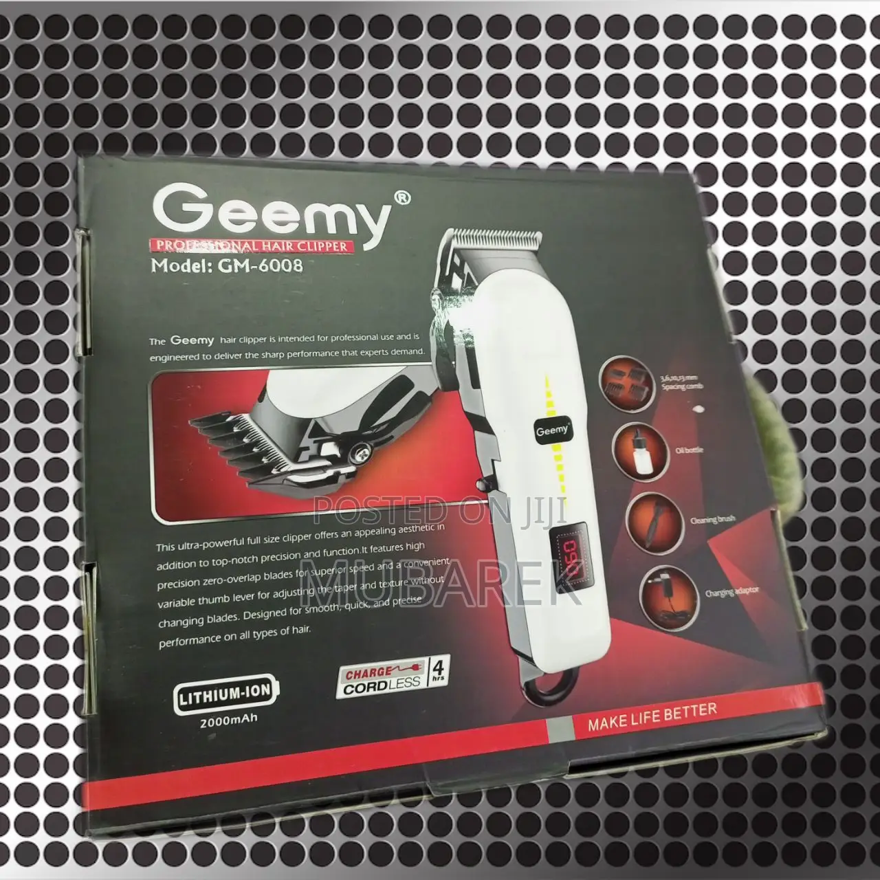 Geemy Hair Clipper, Sleek and Stylish, Cordless Versatility
