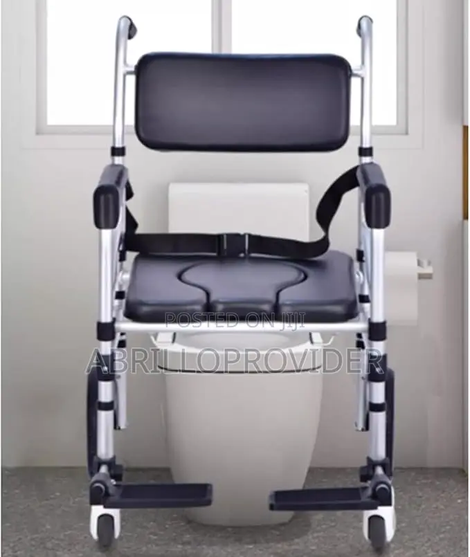 Wheeled Shower Commode Toilet Chair, Armrests, Footrests,Fol