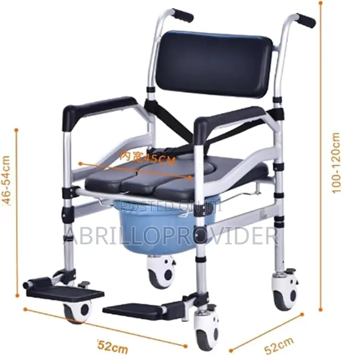 Wheelchair for Elderly, Disabled, Adjustable Commode Chair
