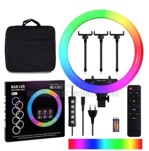 RGB 22 Inch Ringlight With 3 Phone Holders Remote Control