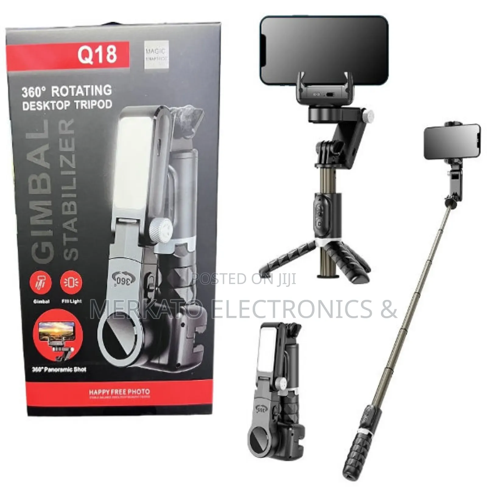 Gimbal Stabilizer Tripod Selfie Stick in One | Q18