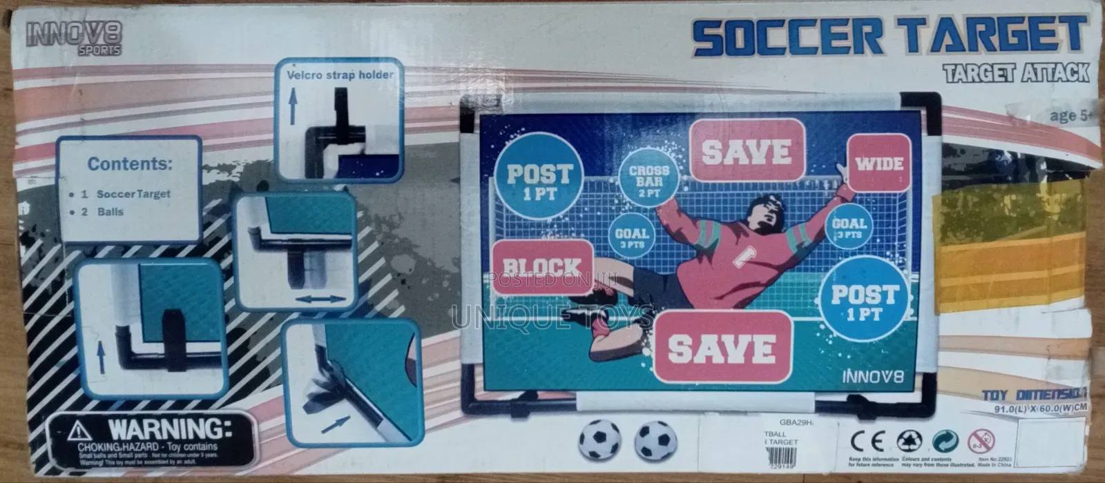 Soccer Target Set - 2 Sticky Balls, Foldable Flannel Goal