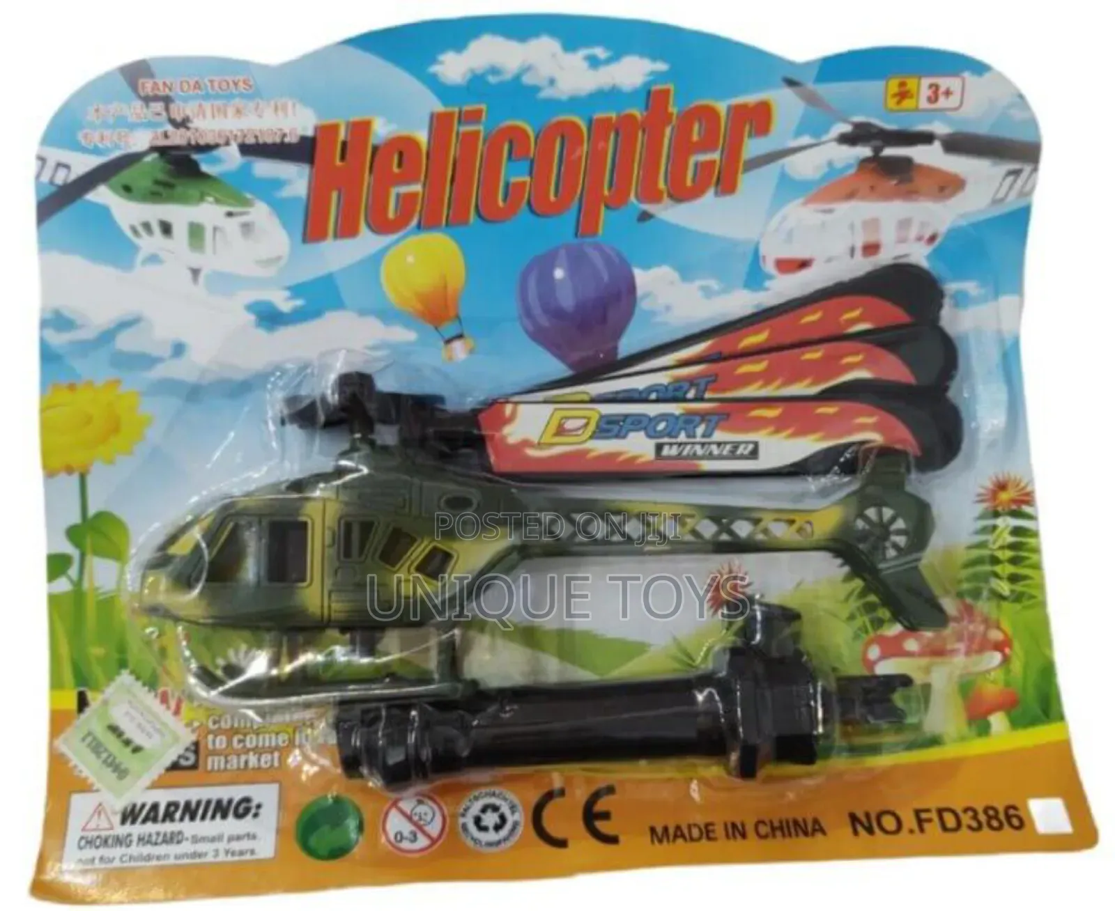 Helicopter in Blister With Rope Launcher Toy
