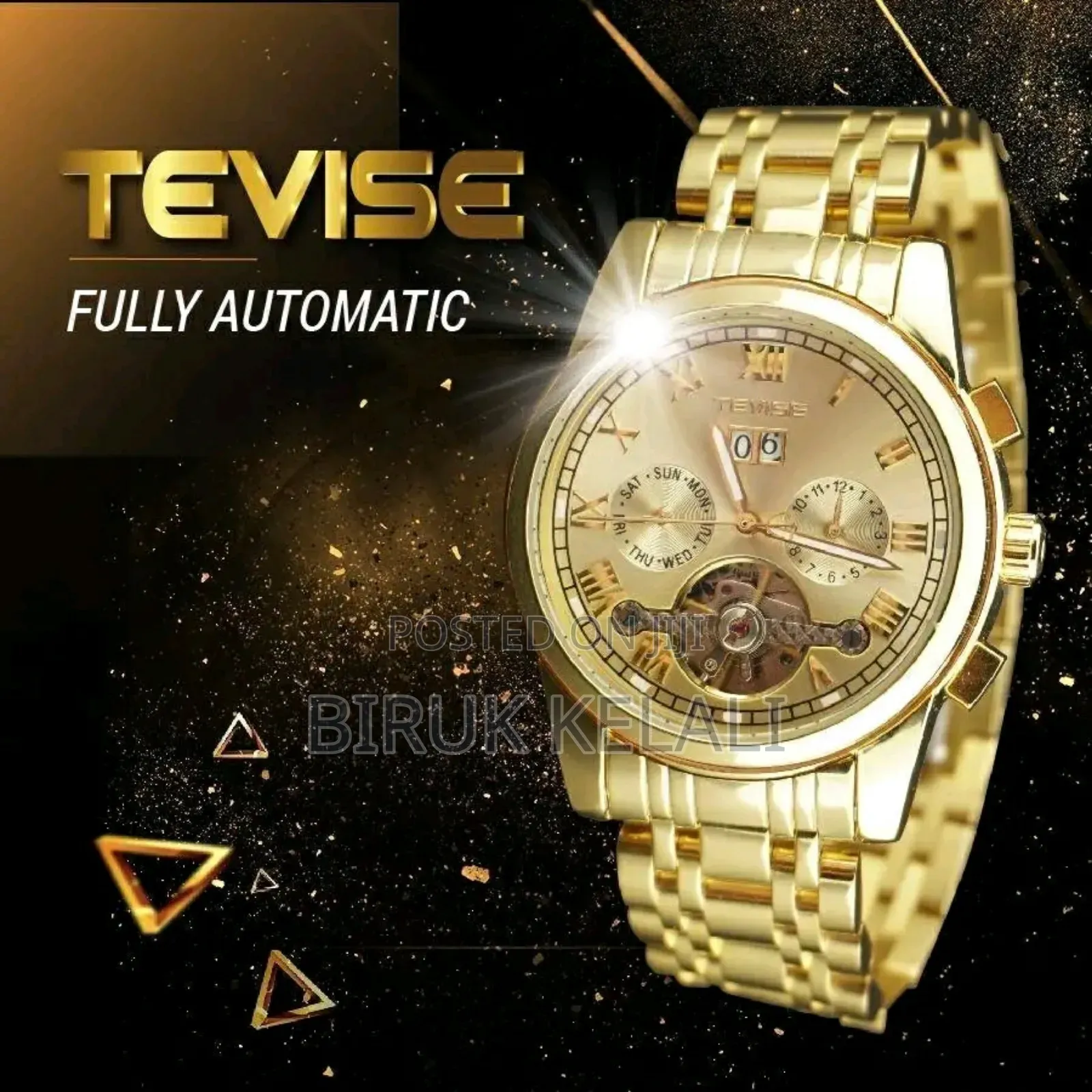 Tevise Full Golden Luxury Watch