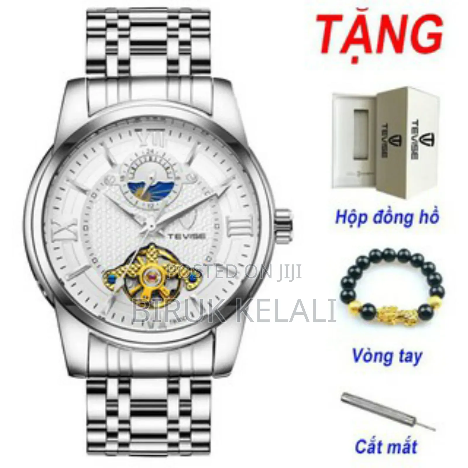 Tevise Automatic White Colour With Silver Strap