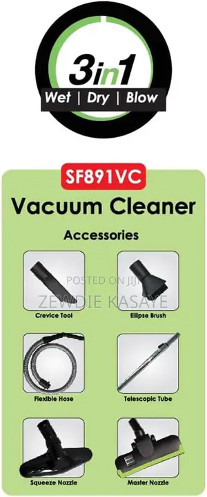 Sanford 3 In 1 Vacuum Cleaner 32 Liter Wet/ Dry/ Blower