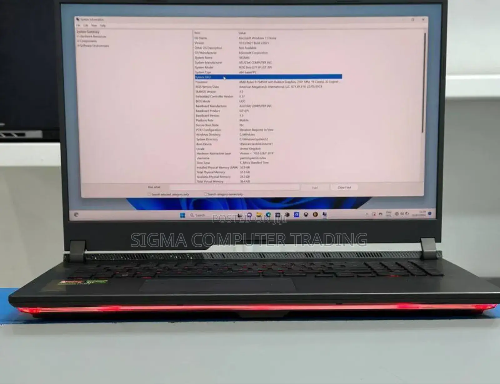 New Laptop Asus ROG Strix G15 32GB AMD Ryzen 9 SSD 1T