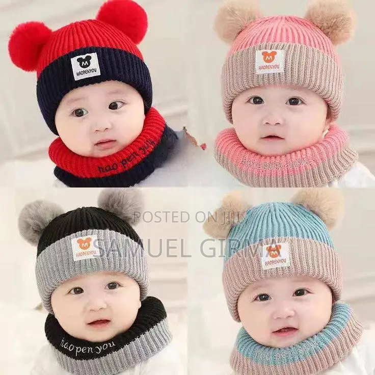 --Kids Knitted Winter Warm Hat With Scarf