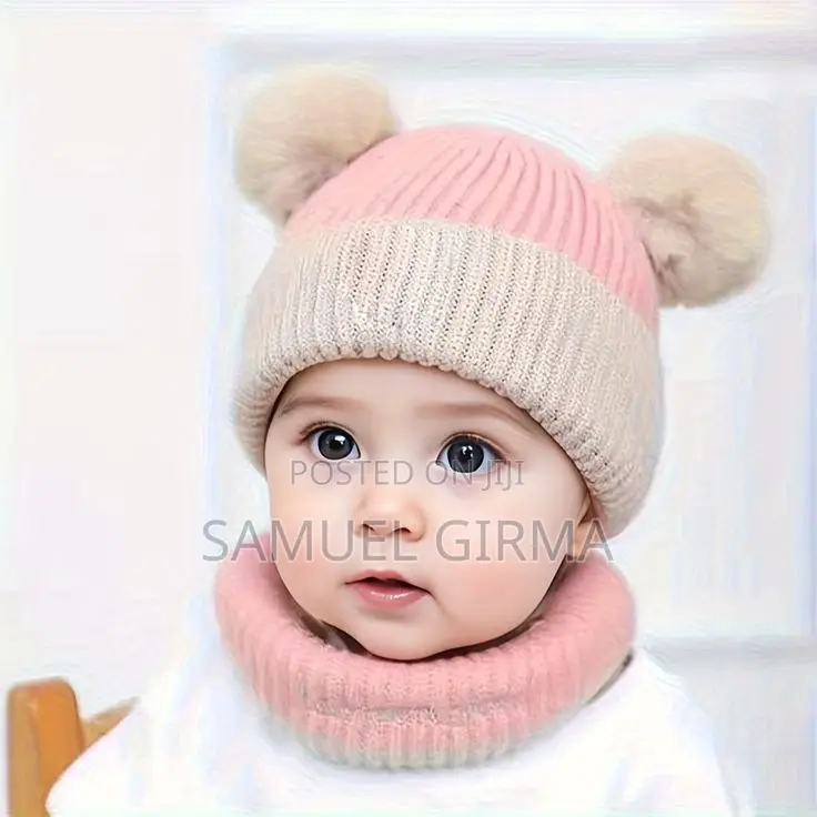 --Kids Knitted Winter Warm Hat With Scarf