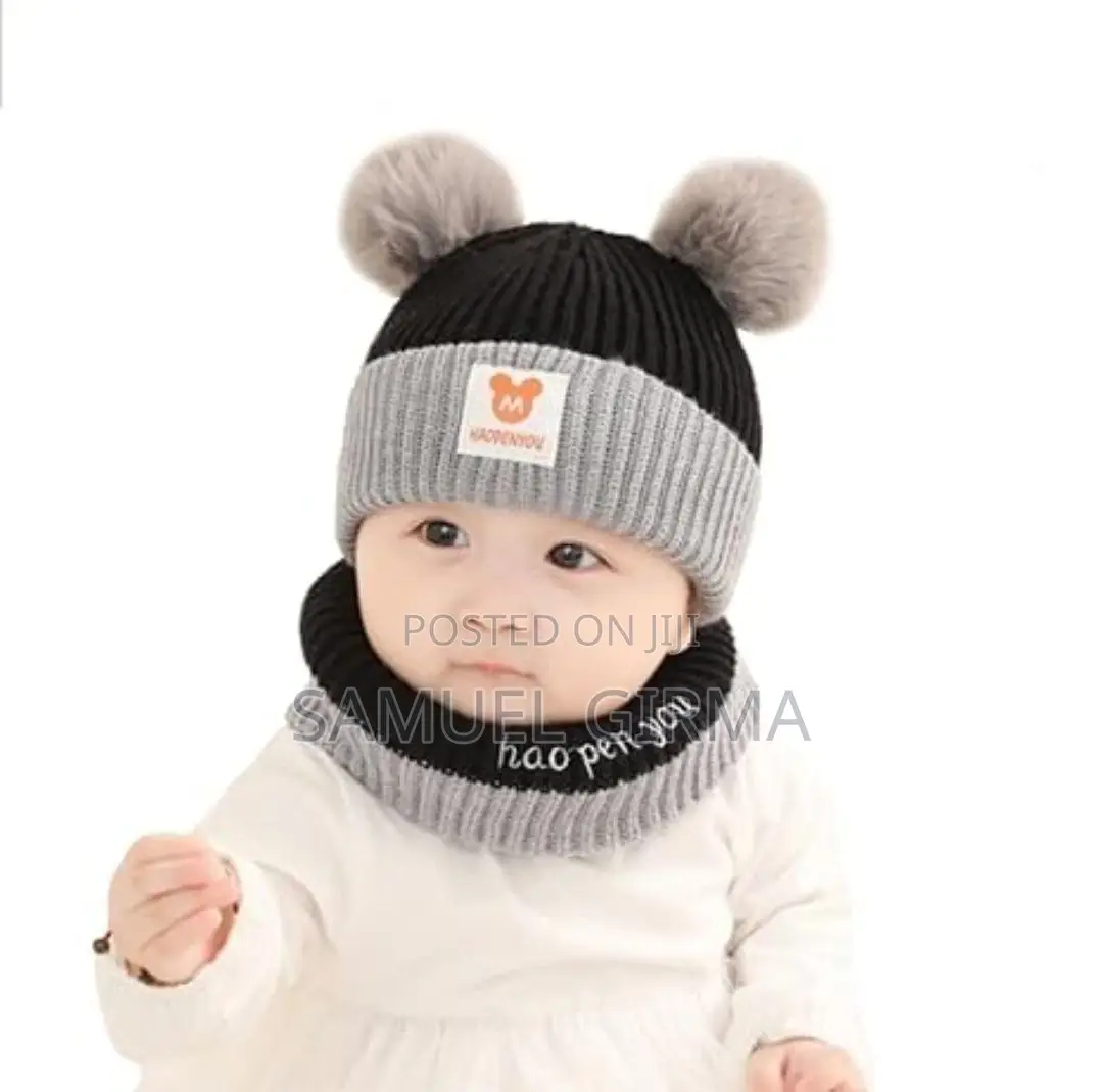 --Kids Knitted Winter Warm Hat With Scarf