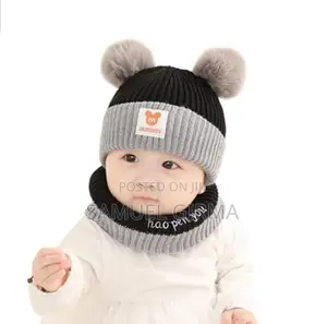 --Kids Knitted Winter Warm Hat With Scarf