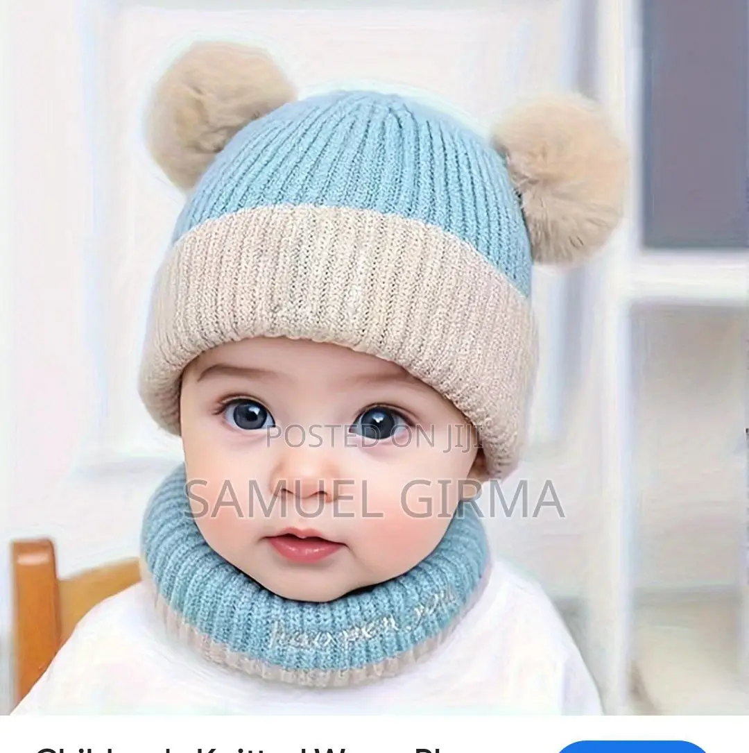 --Kids Knitted Winter Warm Hat With Scarf