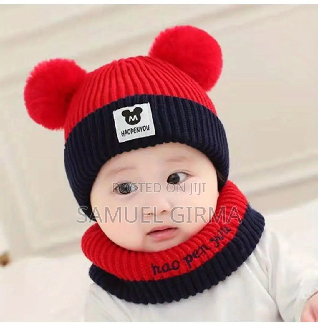 --Kids Knitted Winter Warm Hat With Scarf