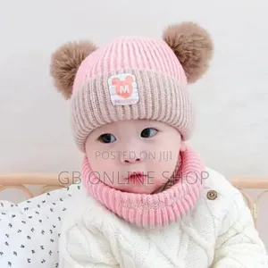 Kids Knitted Winter Warm Hat With Scarf