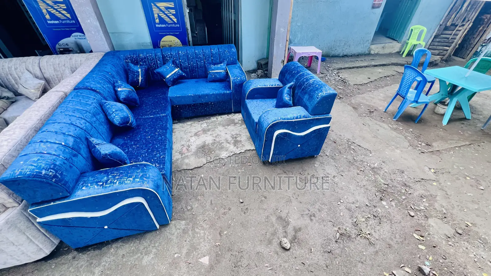 ሶፋ(l-Shape)Made of ማለዳ HD#1 Sponge Qlty Wood Materal