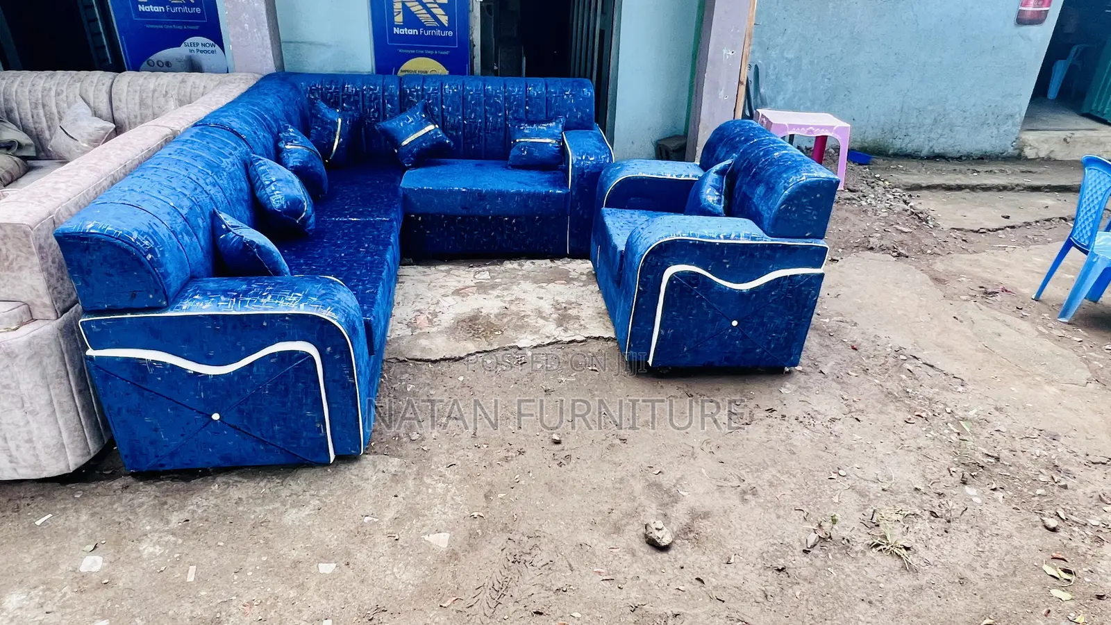 ሶፋ(l-Shape)Made of ማለዳ HD#1 Sponge Qlty Wood Materal