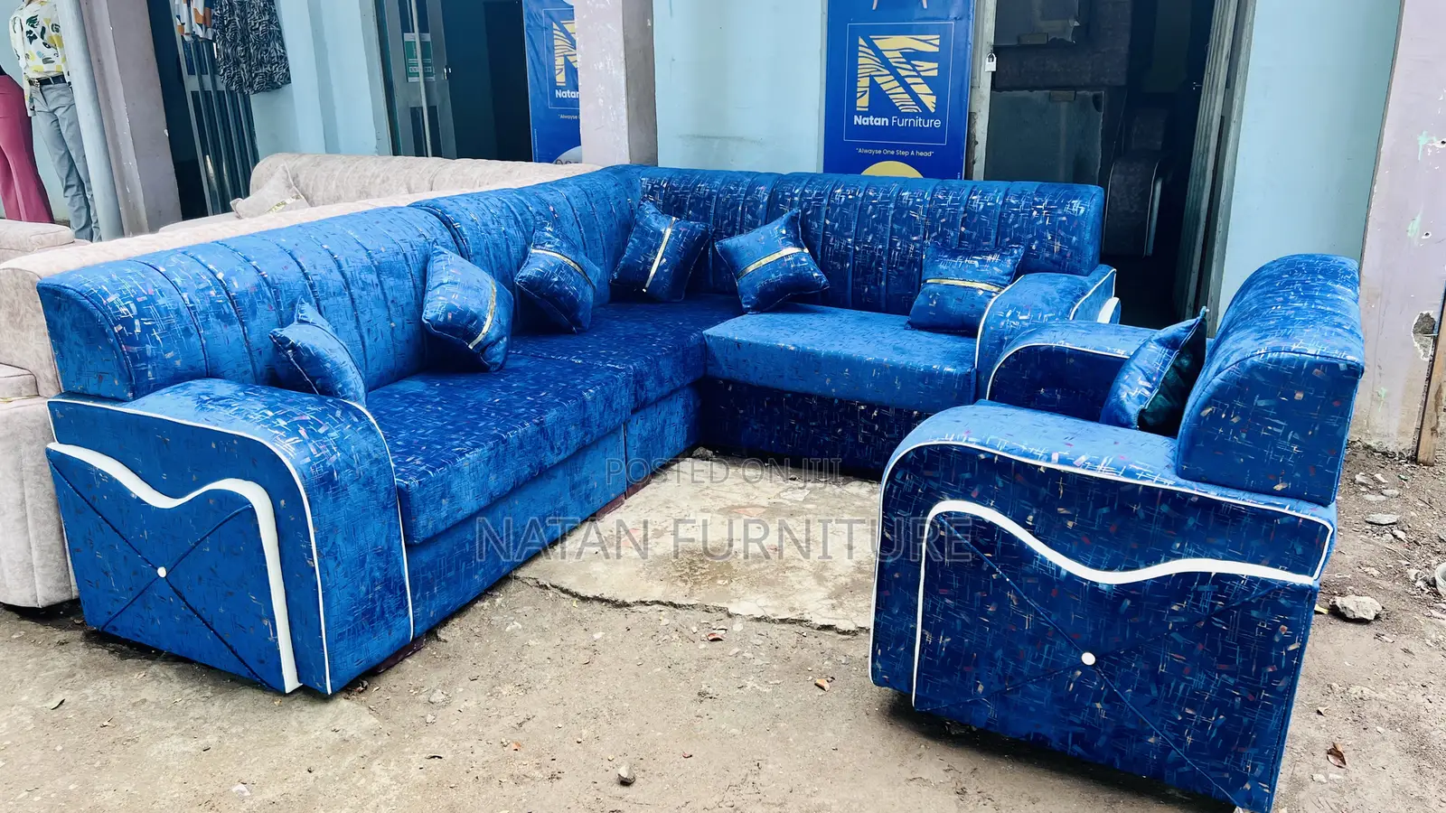 ሶፋ(l-Shape)Made of ማለዳ HD#1 Sponge Qlty Wood Materal