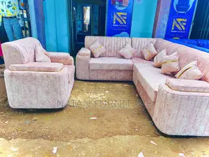 ሶፋ(L-shape)Made Of ማለዳ HD#1 Sponge Qlty Wood Materal 7 Set