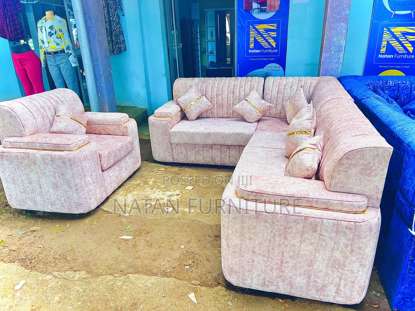 ሶፋ(L-shape)Made Of ማለዳ HD#1 Sponge Qlty Wood Materal 7 Set