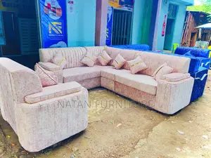 ሶፋ(L-shape)Made Of ማለዳ HD#1 Sponge Qlty Wood Materal 7 Set