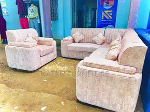 ሶፋ(L-shape)Made Of ማለዳ HD#1 Sponge Qlty Wood Materal 7 Set