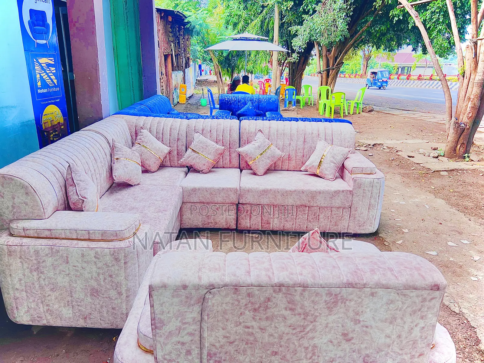 ሶፋ(L-shape)Made Of ማለዳ HD#1 Sponge Qlty Wood Materal 7 Set