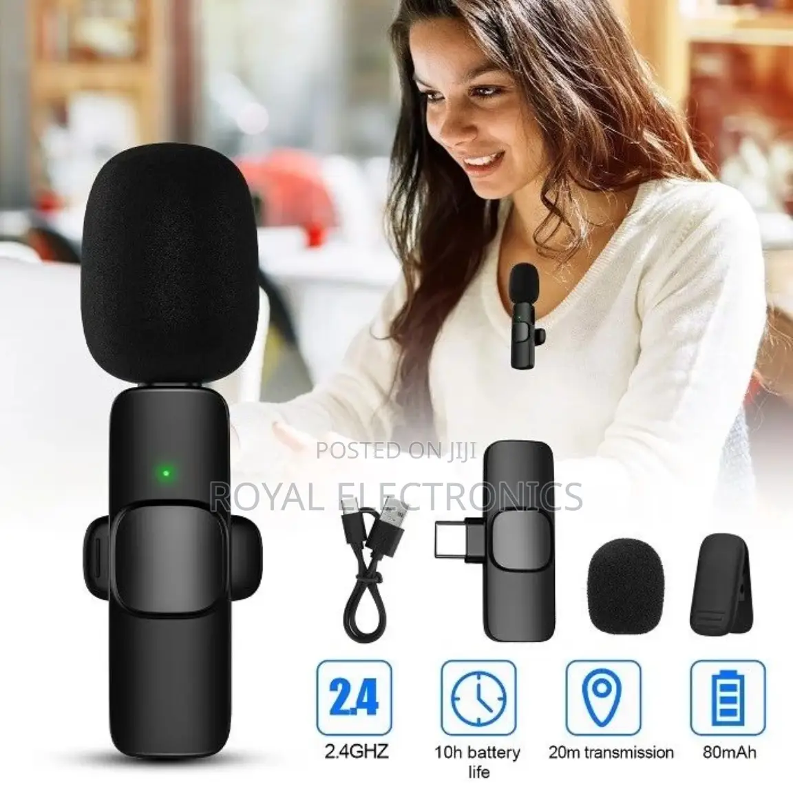 Wireless 2.4 GHZ Microphone 20 Meter Radius(10 Hour Battery)