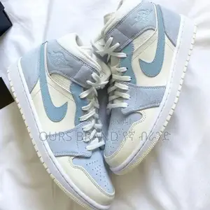 Air Jordan 1 Mid Mixed Textures Blue Cream High Qulity Shoes