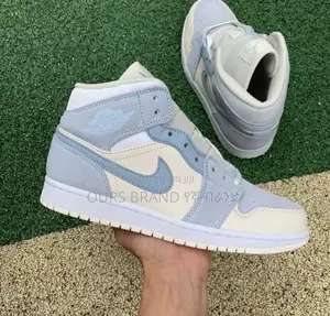 Air Jordan 1 Mid Mixed Textures Blue Cream High Qulity Shoes