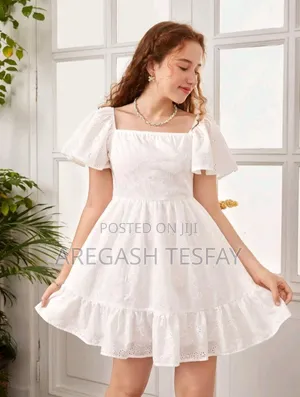 Photo - Teen Girls Square Neck Butterfly Sleeve Ruffleschiff Dress