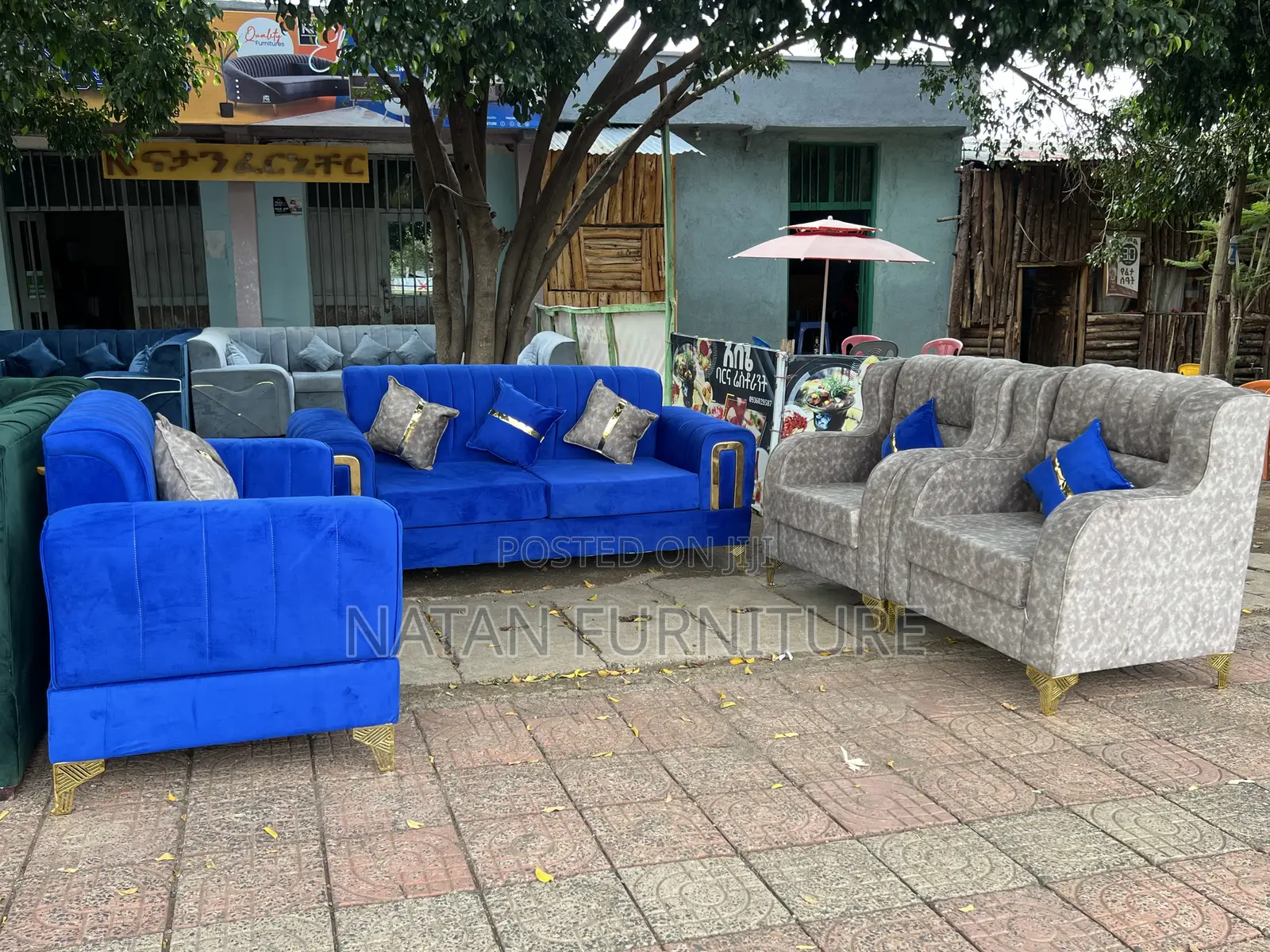 Sofa Full Set Made of HD #1 ማለዳ ስፖንጅ Made by Wooden Material