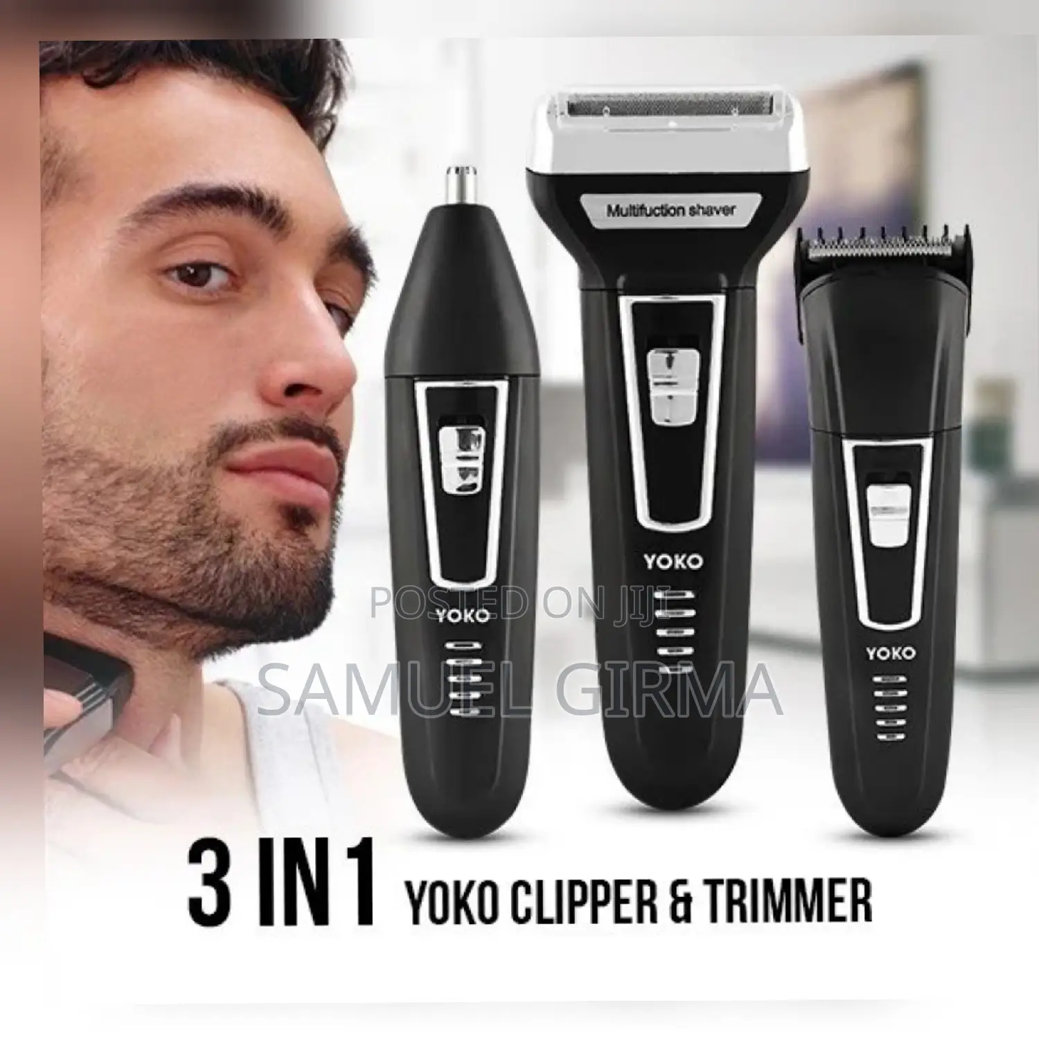 YOKO 3 In1 Rechargeable Hair Clipper Shaver Nose Trimmer