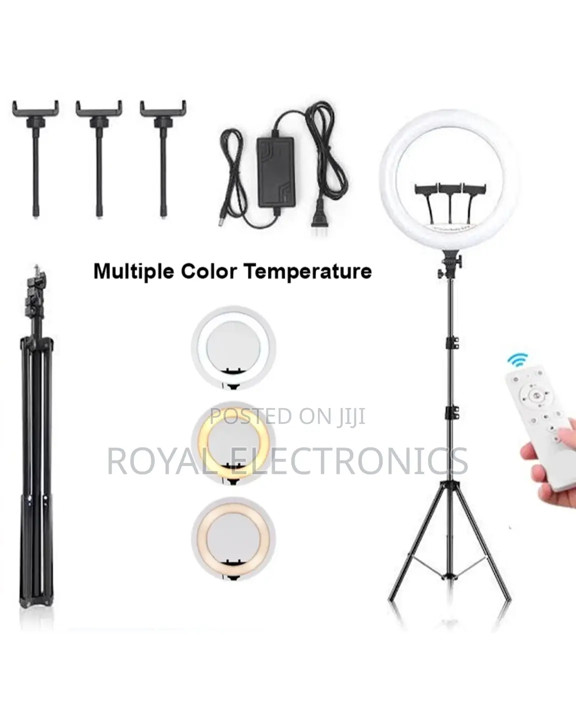 18 Inch Ringlight With Stand (3 Phone Holders, Remote, Bag)