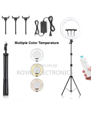 18 Inch Ringlight With Stand (3 Phone Holders, Remote, Bag)