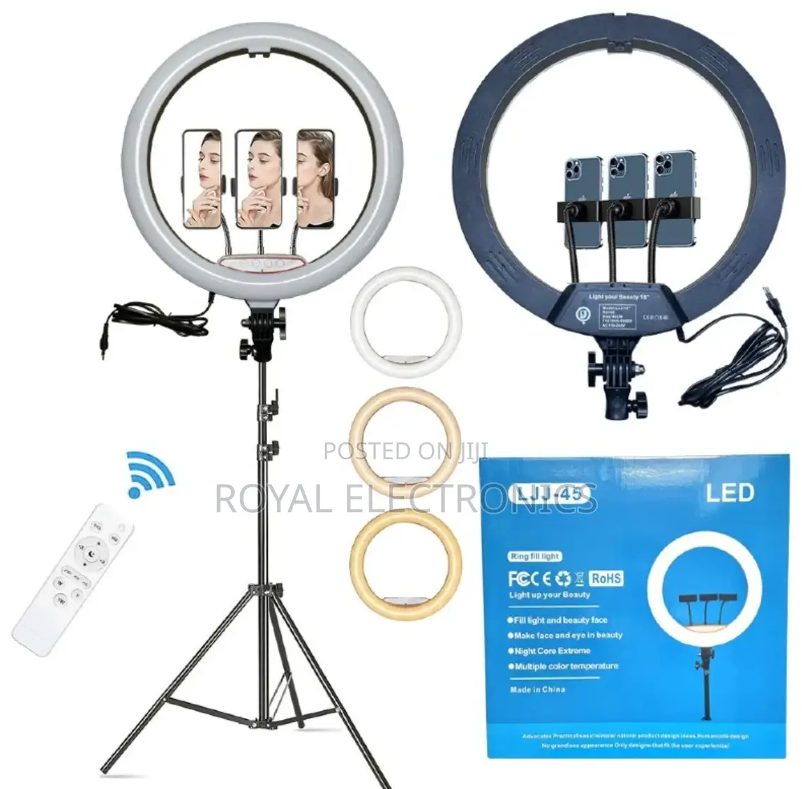 18 Inch Ringlight With 2 Meter Stand 3 Phone Holder Remote